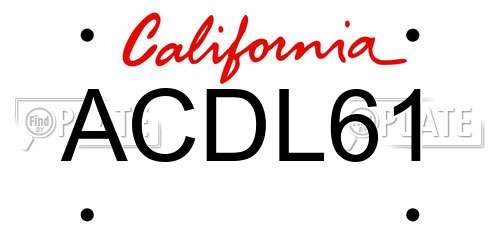 ACDL61 California License Plate