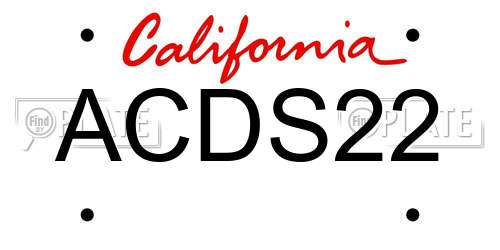 ACDS22 California License Plate