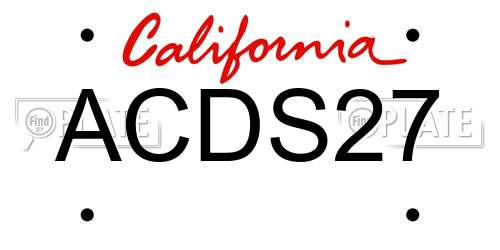 ACDS27 California License Plate