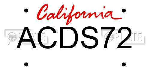 ACDS72 California License Plate
