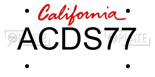 ACDS77 California License Plate