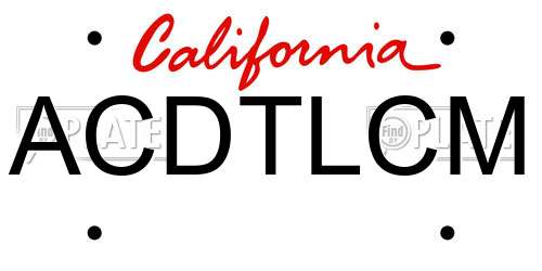 ACDTLCM California License Plate