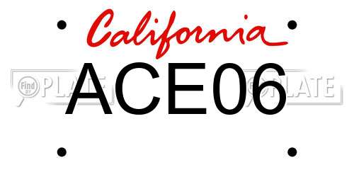 ACE06 California License Plate