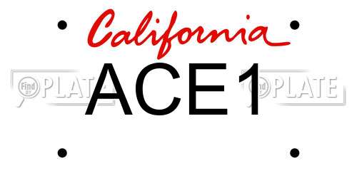 ACE1 California License Plate