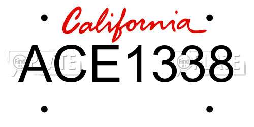 ACE1338 California License Plate