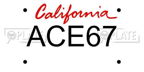 ACE67 California License Plate