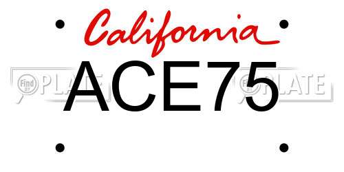 ACE75 California License Plate