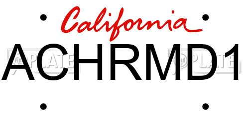 ACHRMD1 California License Plate
