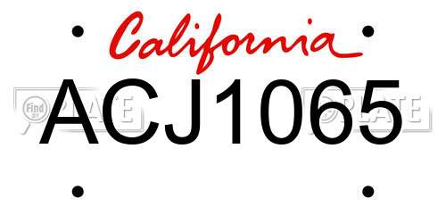 ACJ1065 California License Plate
