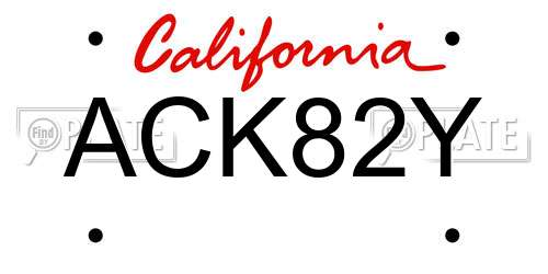 ACK82Y California License Plate