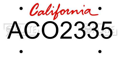 ACO2335 California License Plate