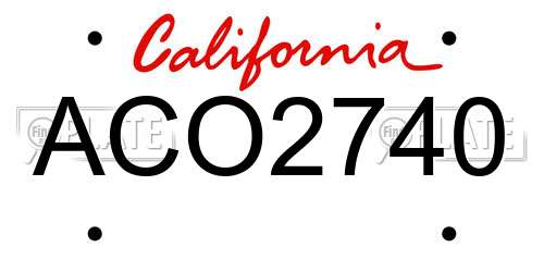 ACO2740 California License Plate