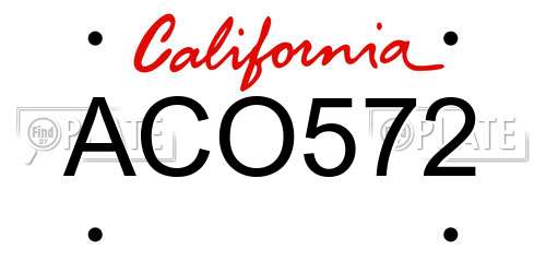 ACO572 California License Plate