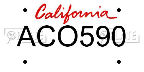 ACO590 California License Plate