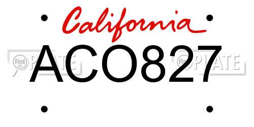 ACO827 California License Plate