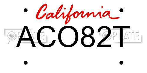 ACO82T California License Plate