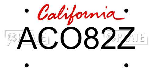 ACO82Z California License Plate