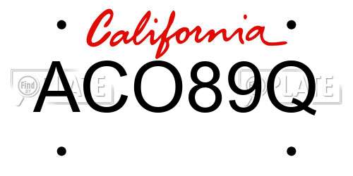 ACO89Q California License Plate
