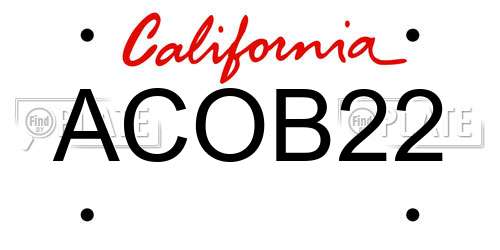 ACOB22 California License Plate