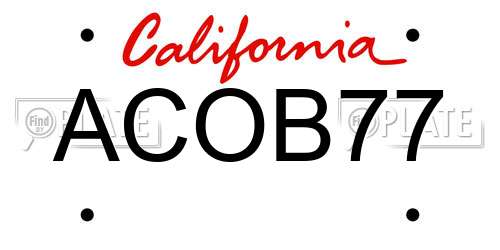 ACOB77 California License Plate
