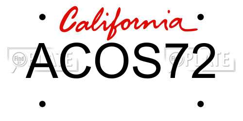 ACOS72 California License Plate