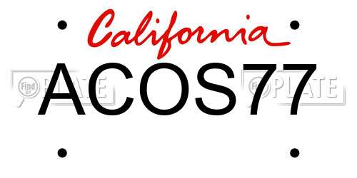 ACOS77 California License Plate