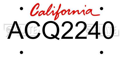 ACQ2240 California License Plate