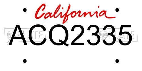 ACQ2335 California License Plate