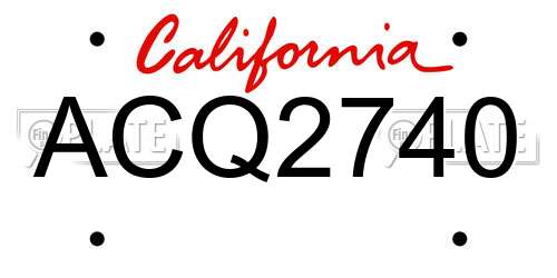 ACQ2740 California License Plate
