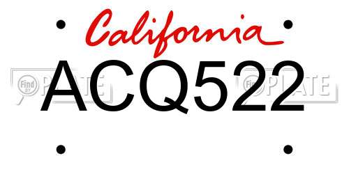 ACQ522 California License Plate