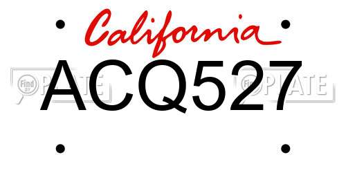 ACQ527 California License Plate
