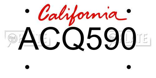 ACQ590 California License Plate