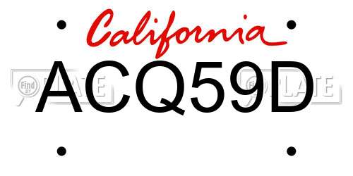 ACQ59D California License Plate