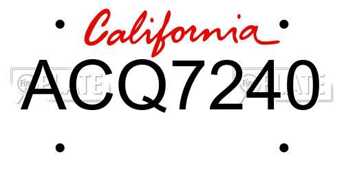 ACQ7240 California License Plate