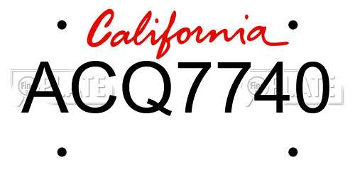 ACQ7740 California License Plate