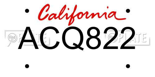 ACQ822 California License Plate