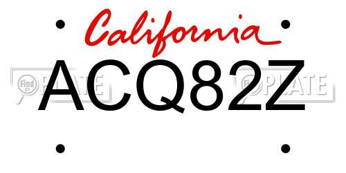 ACQ82Z California License Plate