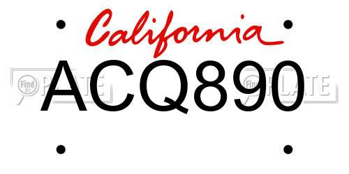 ACQ890 California License Plate