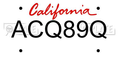 ACQ89Q California License Plate