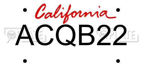 ACQB22 California License Plate