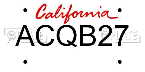 ACQB27 California License Plate