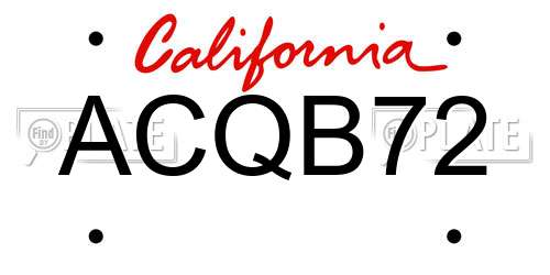 ACQB72 California License Plate
