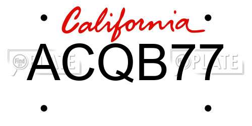 ACQB77 California License Plate