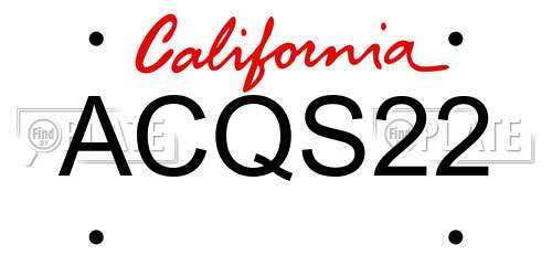 ACQS22 California License Plate