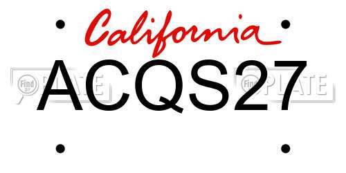 ACQS27 California License Plate