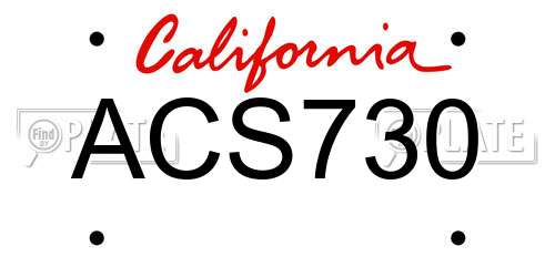 ACS730 California License Plate