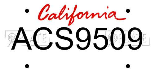 ACS9509 California License Plate