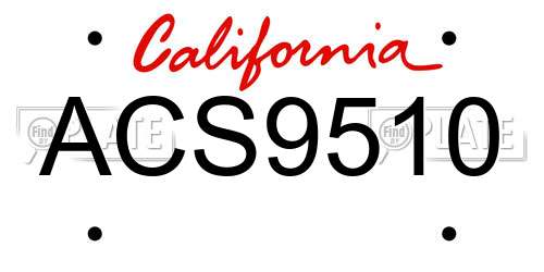 ACS9510 California License Plate