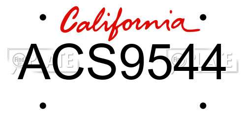 ACS9544 California License Plate