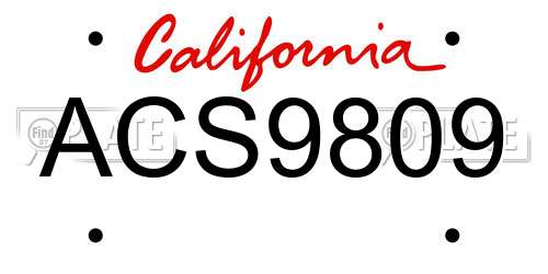 ACS9809 California License Plate